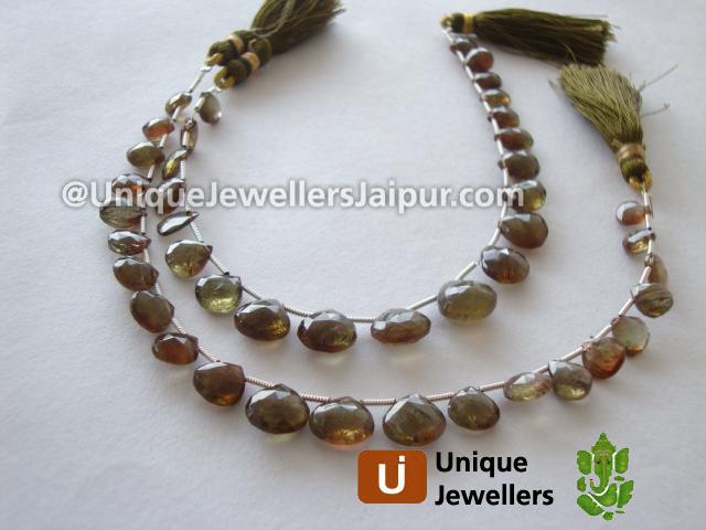 Green Andalusite Faceted Heart Beads